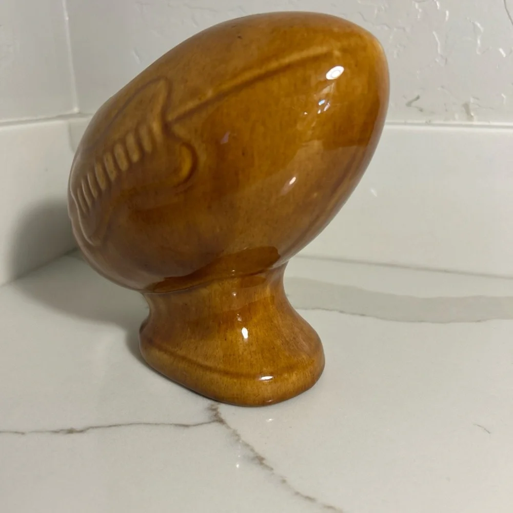 Brown Ceramic Football-Shaped Vase